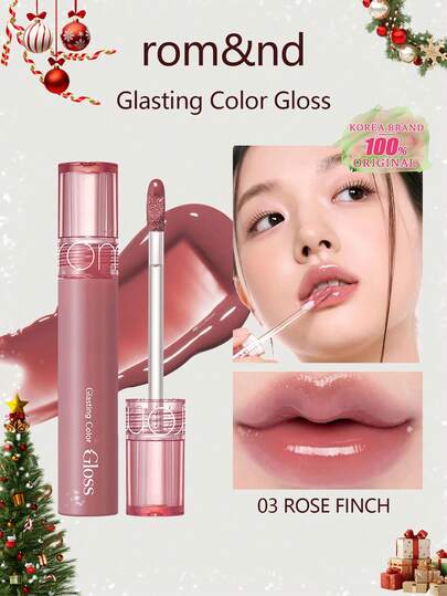 Rom&nd Romand Glasting Water Tint #03 Rose Sparrow, High Viscosity, Creates A Glossy, Hydrated Lip Makeup With A Crystalline Shine, Jelly-Like Texture, 6-Hour Moisturizing, Vegan Formula, Portable, Creates A Korean Glass-Like Lip Makeup, Shiny On Camera, Moisturizes Dry Lips, Korean Cosmetics, 4g/0.14oz