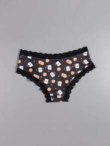 Dircho 8条装女士印花内裤 – 月亮、星星、咖啡和饼干图案，蕾丝边饰，柔软舒适面料 | 日常内衣 - 彩色 - 查看 10
