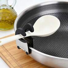 1PC Stainless Steel Pot Holder Spoon Holder With Anti-Scalding Holder Multifunctional Kitchen Utensils Receiver Pot Holder Hanging Spatula Spoon Conveniently Put Small Cooking Storage Tools That Do Not Occupy Space. - Multicolor - View 4