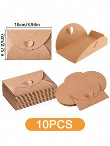 10~100个装优质礼品卡信封，4 x 2.8英寸礼品卡套，迷你种子牛皮纸可爱信封，带心形扣，适用于礼品卡、婚礼回礼、派对回礼 - 彩色 - 查看 15