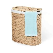 Seville Classics Hyacinth Handwoven Lidded Oval Double Hamper - 1 - 查看 1