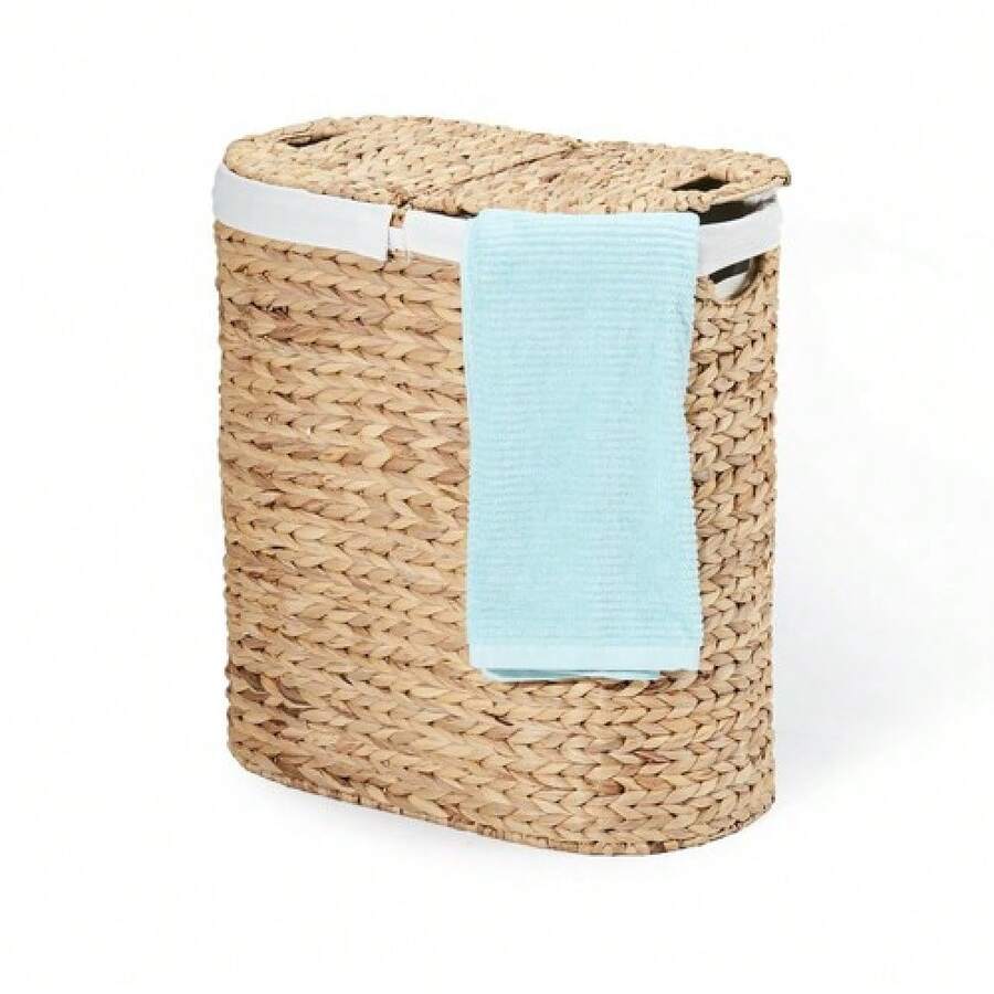 Seville Classics Hyacinth Handwoven Lidded Oval Double Hamper - 1 - 查看 1