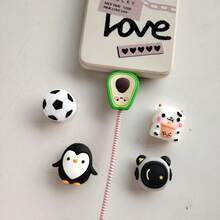 10pcs Cute Cartoon Astronaut/Penguin/Marine Animal Phone Charging Cable Protector Clips, Compatible With Apple, Android, Type-C, Anti-Breaking Data Cable Protector - Multicolor - View 3