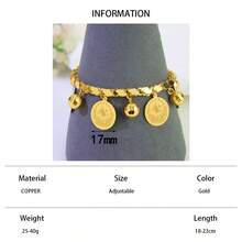 21k Gold Plated Coin Bracelet, Middle Eastern Muslim Style Fashion Pendant Bangle, Vintage Jewelry For Dubai Women Wedding Party - Pendant Bracelet - View 25