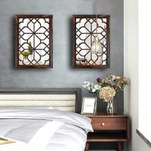 Wocred - Juego de 2 espejos de pared rectangulares magnífico espejo rústico para decoración de granja espejo de entrada de color caramelo para renovación de baño dormitorios salas de estar y mucho - Color caramelo - Ver 4