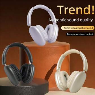 Uppgraderade trådlösa hörlurar av hög kvalitet, lätta, hopfällbara hörlurar med inbyggd mikrofon, kompatibla med 3,5 mm ljudkabel, stereo för bärbar dator, smartphone, trådlöst iOS-spel, julklapp