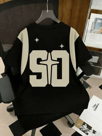 男士休闲舒适圆领落肩短袖 T 恤