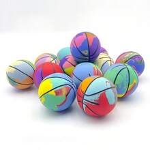 1pc 6cm Super Elastic Mini Rubber Basketball, Stress Relief Hollow Bouncy Ball, Mini Basketball - Multicolor - View 6