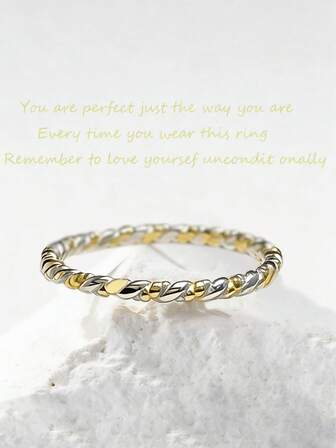 1 pieza Anillo apilable ajustable con diseño de cuerda trenzada de plata esterlina S925, joyería bohemia de moda para mujeres