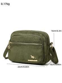 Mini Solid Color Suede Crossbody Bag, Multi-Compartment Shoulder Bag, Fashion Versatile Coin Purse & Phone Pouch - Green - View 2