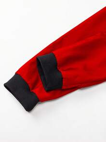 Outdoor Sports Casual Stand Collar Baseball Jacket Solid Color Zipper Jacket - Red - View 5