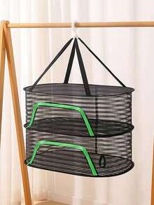 1 pieza Cesta de secado de ropa multicapa para interiores y exteriores, red de secado de ropa montada en la pared, adecuada para secar ropa en dormitorios, multifuncional - Negro - Ver 9