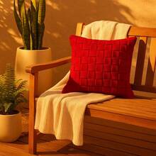 Cushion Cover With Cotton Ribbons, Macrame, Boho Chic, Rustic, Trance, Modern, 45cm X 45cm - 紅色 - 查看 3