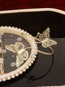 1 件铁合金双头珐琅彩花可打开手镯，简约时尚优雅，适合母亲节礼物、派对和日常佩戴 - 花朵臂手鐲 - 查看 6