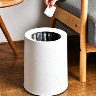 1 pieza Papelera redonda de estilo nórdico minimalista para sala de estar, dormitorio, cocina, baño, oficina, cubo de basura creativo (también disponible papelera de escritorio a juego para escritorio de maquillaje, escritorio de oficina, mesa de comedor, mesa de café, etc.)