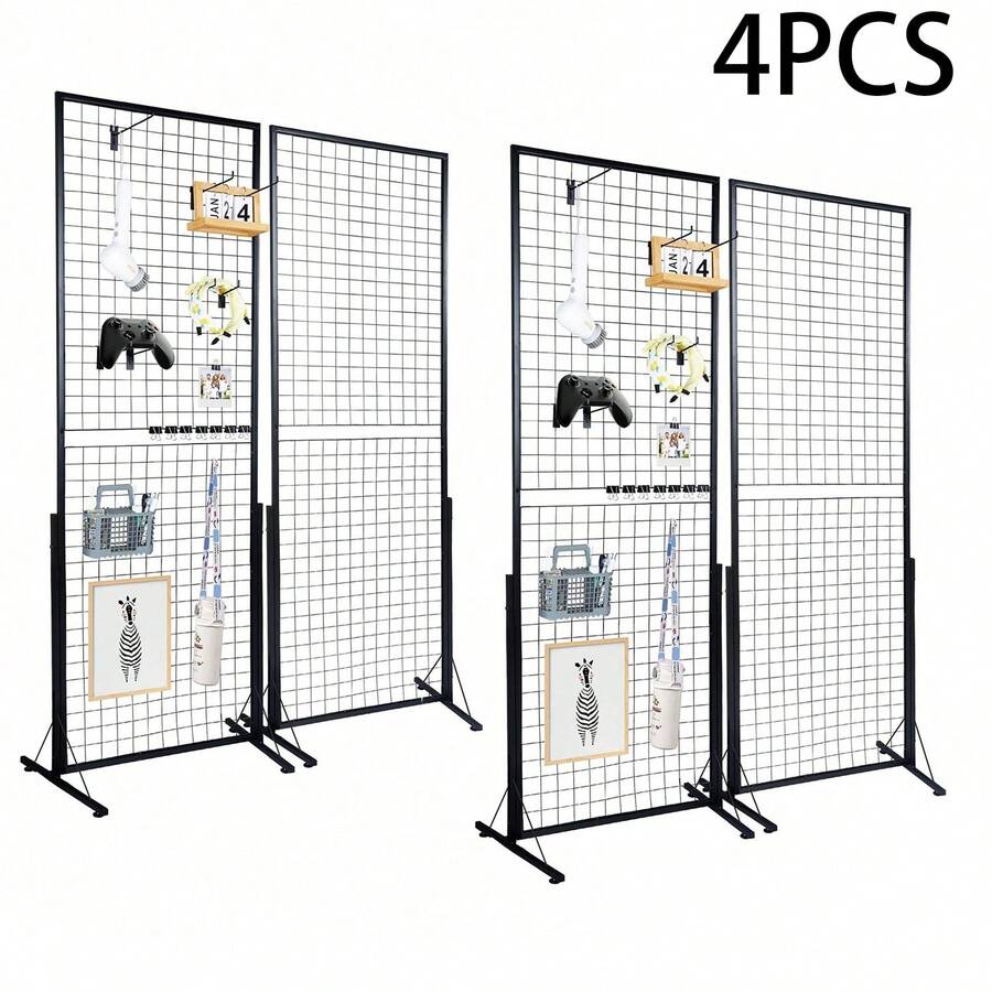 4 Packs Grid Wall Panels Tower, Wire Gridwall Display Racks With T-Base ...