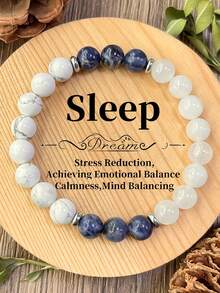 YAUKIA Natural Stone Calming Bracelet 8mm Howlite,White Jade And Blue-Veins Stone Bead Bracelet Yoga Meditation Spiritual Healing Jewelry Gift For Women And Men - Multicolor - View 9