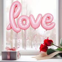 1pc Valentine's Day Window Sticker - Pink Heart Balloon Decor Set, Self-Adhesive Glass Window & Store Decoration, Romantic Store Display Window Decal - Pink Heart Balloon Background, Suitable For Valentine's Day Display And Store Decoration, "I Love You" Window Sticker - Cute Pink Balloon Design, Removable Bedroom Decor, Romantic Couple Gift - Multicolor - View 4