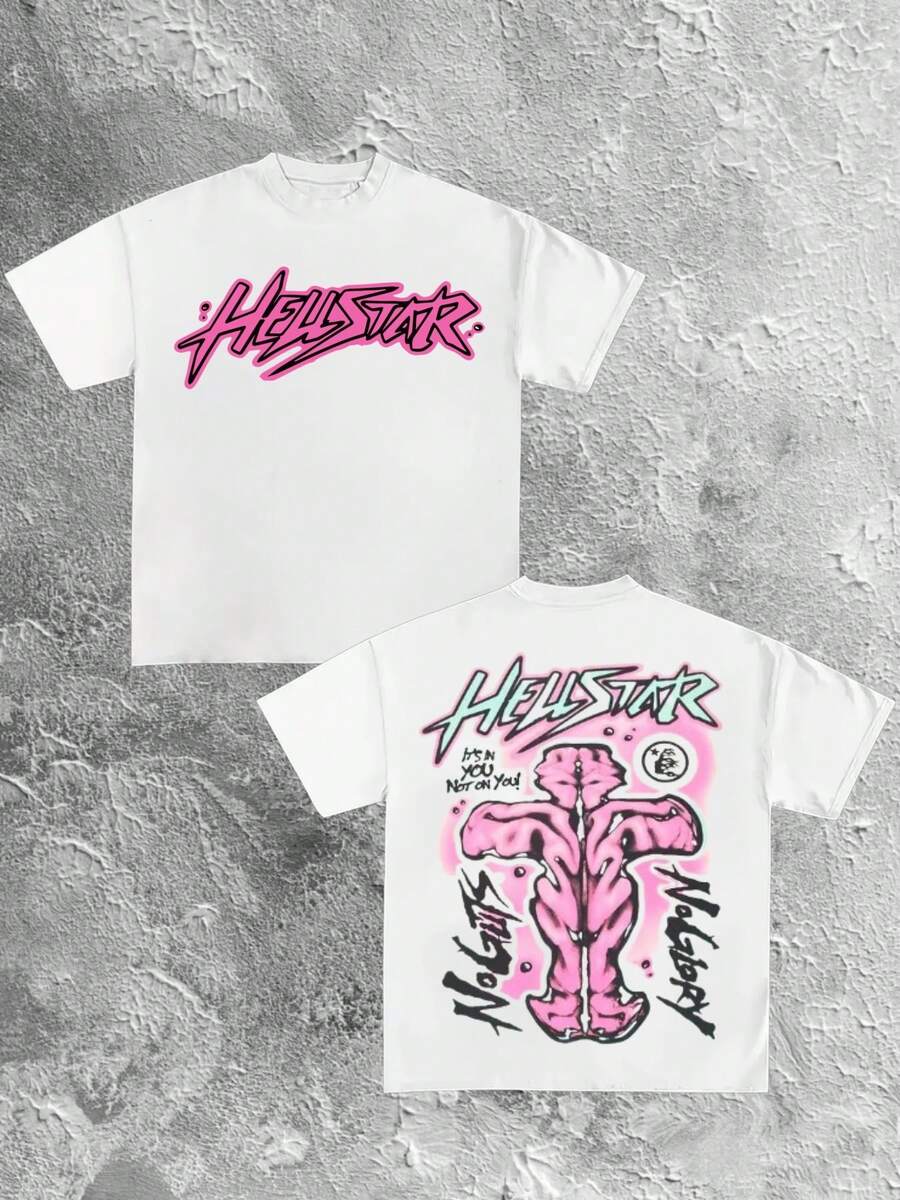 Double-Sided Digital Printed T-Shirt With "" Branding Motif 1Pcs Casual Soft Short Sleeve Pure 100% Cotton 220gsm T - Shirt ,Unisex - trắng - Xem 1