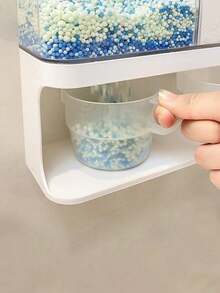 1pc Powder Detergent Storage Box, Transparent Dispenser For Grains And Sundries, Suitable For Storing Red Beans, Bathroom, Kitchen Food, Wall-Mounted Laundry Liquid Dispenser - Multi-Functional Storage, Can Store Laundry Fragrance Enhancer, Comes With Cup - Multicolor - View 7