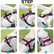 1件装带3M反光安全带的胸背式狗背心，适用于中大型犬，如边境牧羊犬、金毛犬等，防爆型冲水狗背带 - 彩色 - 查看 7