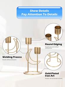 1pc Modern Dining Table Candle Holder, Holiday Decor, Wedding Party Home Decor, Candlelight Dinner Decoration, Star, Moon, Lantern Pattern, Birthday Graduation Gift, Eid Gift - Multicolor - View 4