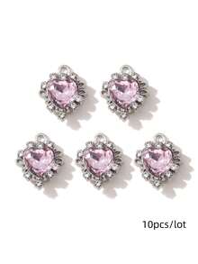 10/20pcs Random Y2K Pink Series Drip Oil Alloy Pendant, Cute Small Bear, Heart, Four-Pointed Star, Moon DIY Craft Material For Bracelet, Necklace