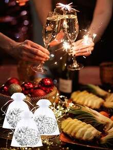 18/3件套迪斯科主题派对宾客伴手礼套装，包含化妆镜、发圈和束口袋；迪斯科派对宾客伴手礼套装，单身派对拍照道具装饰，朋克主题派对桌面摆件，酒吧宾客迎宾纪念品，节日氛围装饰 - 彩色 - 查看 9