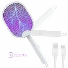 Foldable Electric Mosquito Swatter, USB Rechargeable, Rotating Folding Design For Compact Storage, Suitable For Kitchen, Bedroom, Living Room, Indoor & Outdoor Use - White - View 10