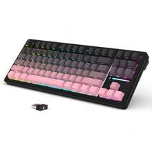 Teclado mecánico inalámbrico para juegos ATTACK SHARK M87 PRO, con interruptores lineales intercambiables, RGB personalizado, y teclas PBT con impresión lateral - Rosa - Ver 10