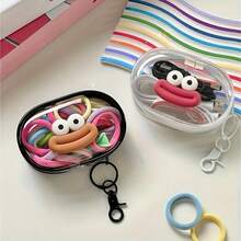 1pc Portable Storage Pouch With Transparent Window & Hook - Multi-Compartment Travel Organizer Bag For Earphones, Jewelry, Hair Accessories - White/Black Handbag Organizer (Casual Style) - Suitable For Smartphones & Keys - Multicolor - View 1