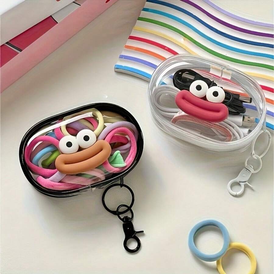 1pc Portable Storage Pouch With Transparent Window & Hook - Multi-Compartment Travel Organizer Bag For Earphones, Jewelry, Hair Accessories - White/Black Handbag Organizer (Casual Style) - Suitable For Smartphones & Keys - Multicolor - View 1