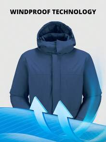 CAMEL CROWN Men's Long Hooded Quilted Parka Jacket, Casual Windproof Coat For Winter - Blue - View 3