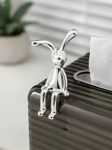 2个时尚卡通兔子摆件，坐姿兔子装饰，塑料长耳兔子雕像，用途广泛的塑料兔子收藏品，适合各种房间，是复活节装饰、桌面装饰、家居装饰、房间装饰、花园装饰、节日礼物、家庭、办公室、咖啡馆装饰的理想之选，室内外均可使用。 - 彩色 - 查看 5