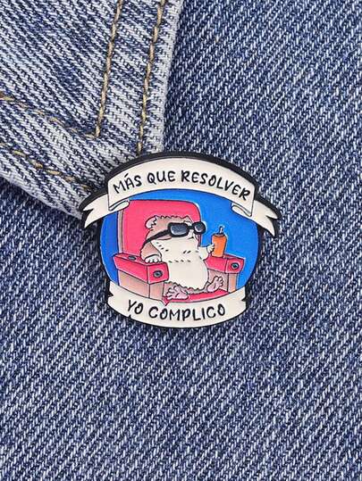 1pc Hamster Cinema Enamel Badge Fun Spanish Slogan Cute Brooch Clothes Backpack Accessories Jewelry Gift For Friends