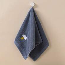 A solid color cartoon embroidered towel, a soft household face towel - Gris Oscuro - Ver 7