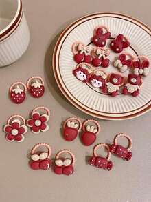 10pcs/Set Colorful Flower & Fruit Hair Scrunchies, Elastic Hair Ties For Girls, Suitable For Daily Wear - Multicolor - View 2