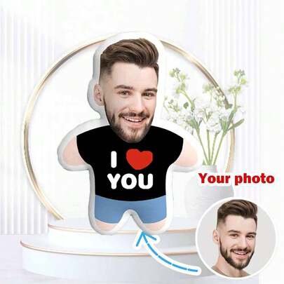 Customized Photo Heart-Shaped Pillow, Double-Sided Throw Pillow, Great Gift For Personal Photos Or Favorite Idol, Loved Ones, Friends, Family. Suitable For Sofa, Bed And Car Seat