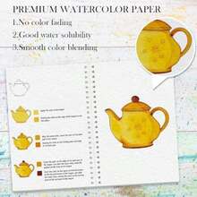 3 Pack Cuaderno de Acuarela para Principiantes con Tutorial Paso a Paso, 36 Páginas de Práctica, 24 Colores de Acuarelas y Pincel, Papel de Acuarela 300gsm/140lb (Temas: Aves, Flores y Cocina)(Winter&Autumn&Christmas) - Multicolor - Ver 3