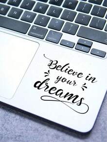 1pc Inspirational Laptop Sticker With Motivational Phrase "Believe In Yourself", Partially Transparent - Black - View 2