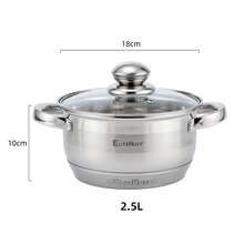 Panela de aço inoxidável para sopa, com diâmetro de 14 cm a 32 cm, ideal para uso doméstico. Adequada para fogões de indução e a gás. Multifuncional para cozinhar sopas, macarrão, mingau e ensopados. Possui alças duplas, é fácil de limpar e tem tamanhos que variam de 14 cm a 32 cm. - prata - Ver 18