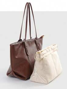 大容量时尚手提包，全新简约设计，多隔层通勤手提包，男女皆宜 - 彩色 - 查看 1