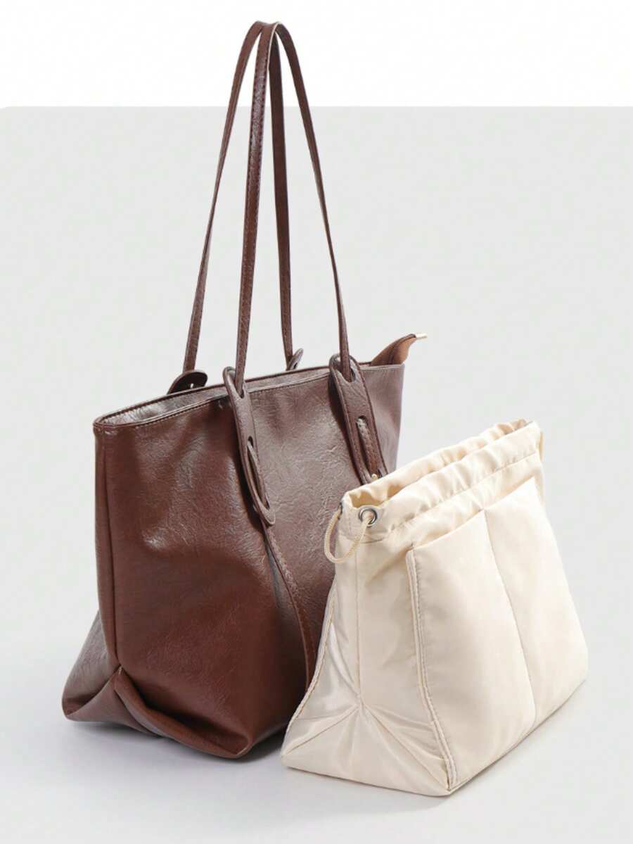 大容量时尚手提包，全新简约设计，多隔层通勤手提包，男女皆宜 - 彩色 - 查看 1