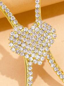 1pc Sexy Rhinestone Heart Bra Strap, Women's Party Club Sexy Body Chain Jewelry, Intimate Accessories - Gold - View 4