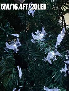 20/50/100pcs LED Solar Star & Moon String Lights - 8 Lighting Modes, Waterproof Fairy Lights, Outdoor Garden Lights, Suitable For Garden, Yard, Patio, Roof, Wedding, Festival, Party, Ramadan And Eid Decoration, Easter Decorative String Lights - Black - View 19