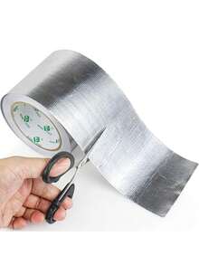 Cinta Térmica de Aluminio, Aislamiento Térmico de Fibra de Vidrio Material Reflectante Protección Alta Temperatura Cinta Adhesiva (100mm x 20m),36803233 - Champán - Ver 5