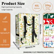 大容量便携式野餐背包，可折叠户外旅行收纳袋，可重复使用防水印花袋，配有可调节肩带，适合不同身高的人士使用。