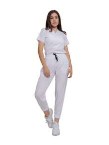 Scrub Pijama Conjunto Quirúrgico Qx Filipina Cuello V Jogger D-02 - Blanco - Ver 1