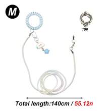 Conjunto de 1 guia de voo super elástica para papagaio com pulseira e pingente de desenho animado fofo, adequada para calopsitas, cacatuas, periquitos e outras aves de exterior, corda retrátil para caminhada de pássaros, sem argola para os pés, adequada para treinamento e soltura de pássaros em todas as estações do ano. - Multicolorido - Ver 18