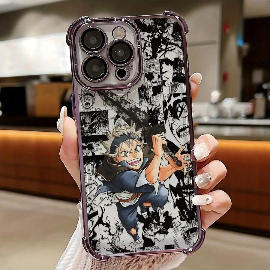 Funda de Teléfono de Moda Anime Comics Tréboles Asta para 17 16e 16 15 14 13 12 11 Pro X XR XSMAX 8 Plus Anticaída Transparente con Cubierta Trasera Suave, Funda Antigolpes,Diseño de Anime,Accesorio de Teléfono a,Diseño Impreso con,Estuche de alta calidad,Entusiastas17,17 Pro - Morado - Ver 1